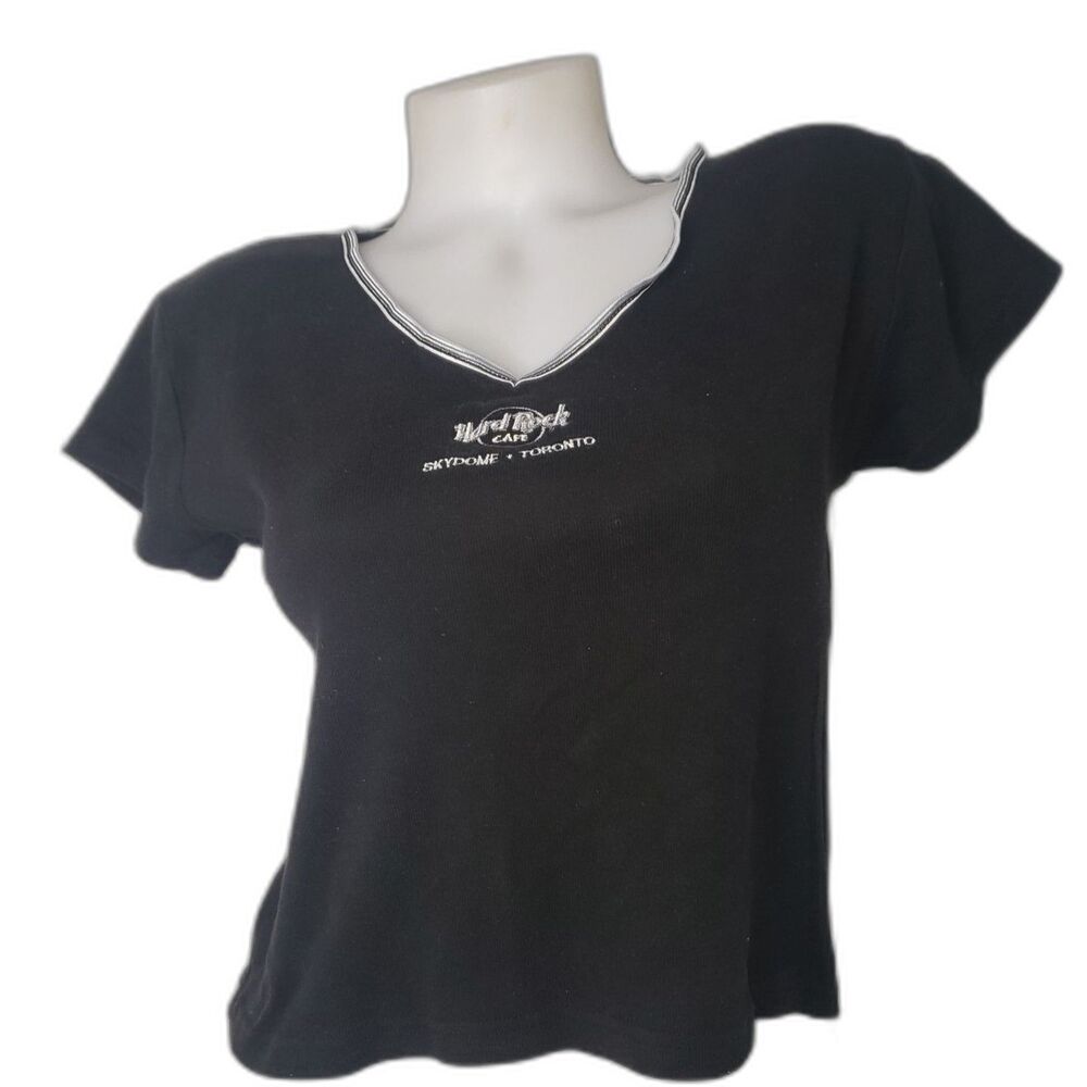 Hard Rock Cafe Toronto Black Short Sleeve Logo Crop Tee - Picture 7 of 7